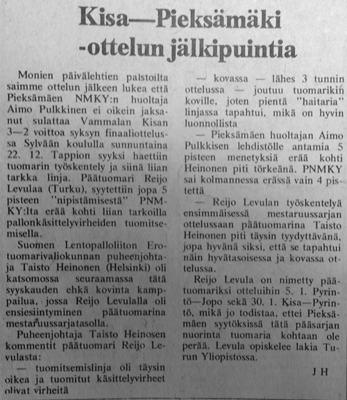 Kisa - Pieksämäen NMKY syksy 1974, Jaska Hakanen